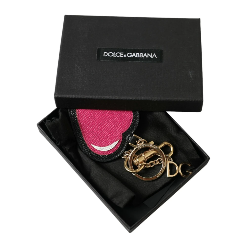 Dolce & Gabbana Hart Leer Goudkleurige Sleutelhanger Multicolor Dames