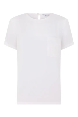 Blus i tryckt silkcrepe de chine