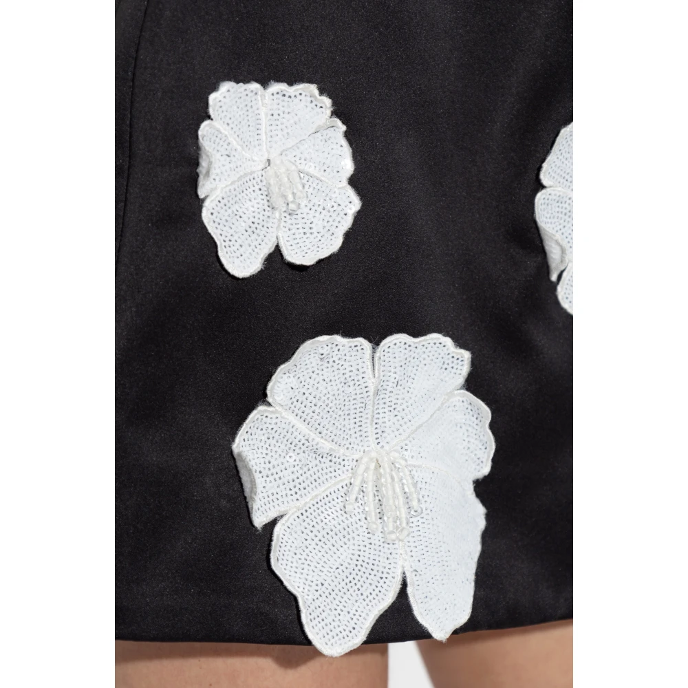 Rotate Birger Christensen Rok met Bloemmotief Applicaties Black Dames