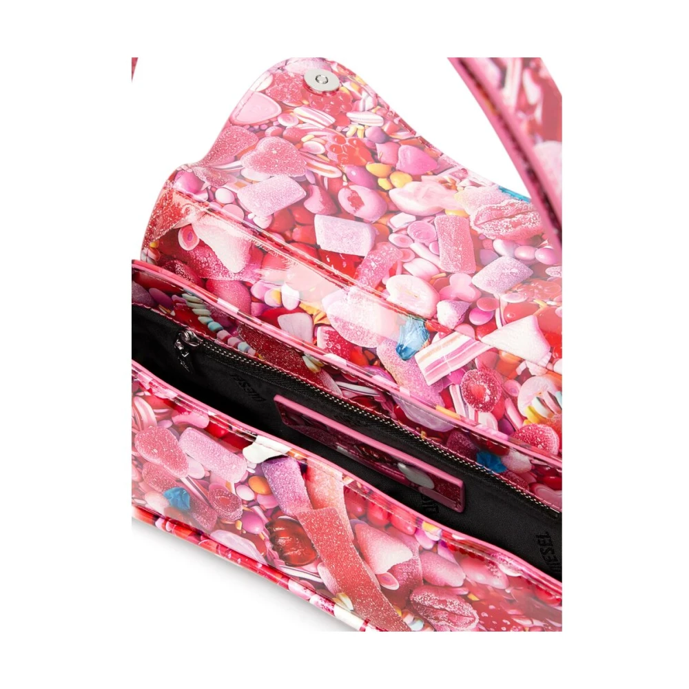 Diesel Roze Grafische Print Omslag Schoudertas Pink Dames