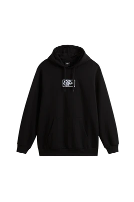 Svart huvtröja med blockerat boxdesign