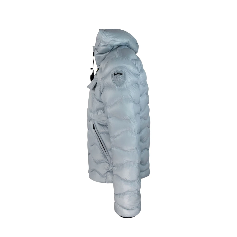 Blauer Grijze gewatteerde nylonjas met capuchon Gray Heren