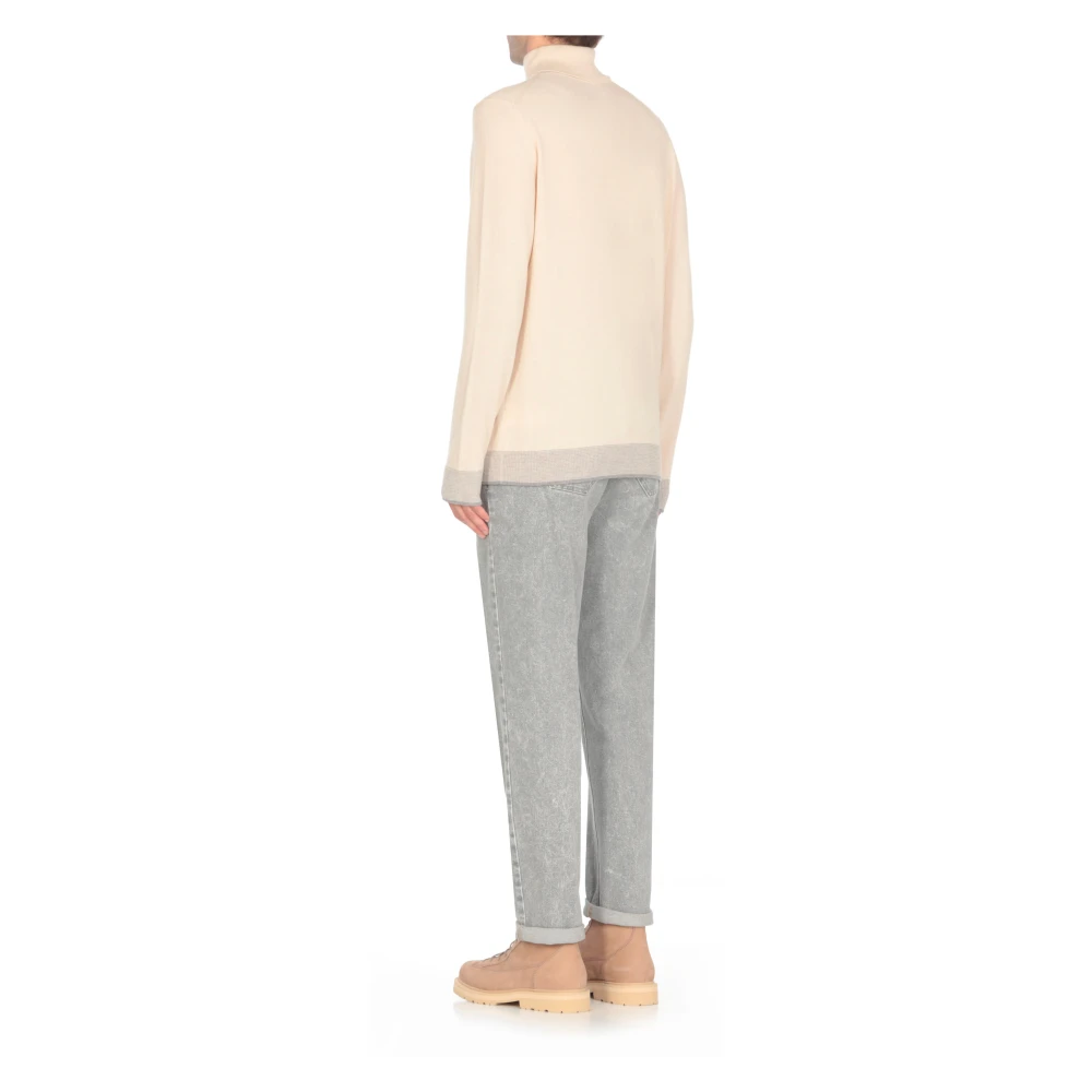 PESERICO Natuurlijke Wol Hoge Hals Trui Beige Heren