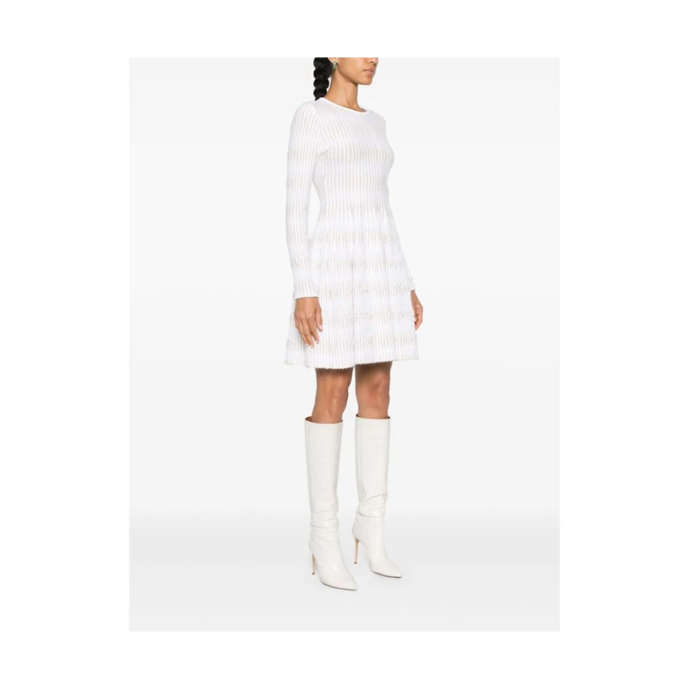 Antonino Valenti Metallic Draad Jacquard Gebreide Jurk White Dames