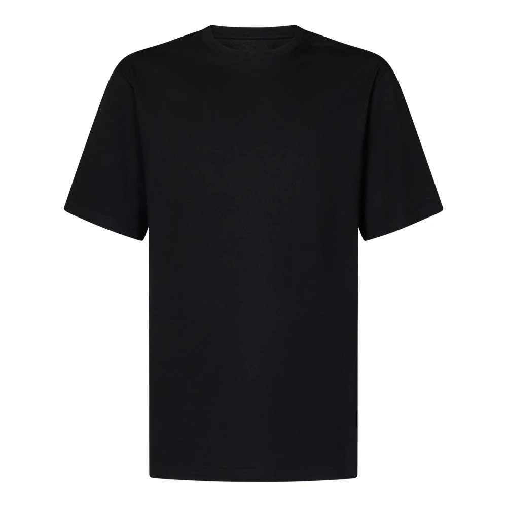 Jil Sander Monochrome Katoenen T-shirt met Geribbelde Ronde Hals Black Heren