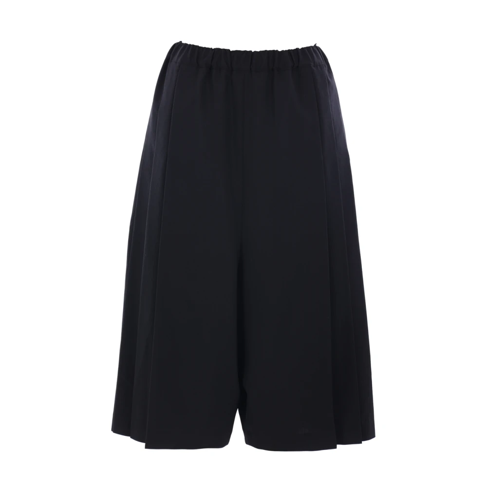 Comme des Garçons Zwarte Geplooide Korte Wollen Broek Black Dames