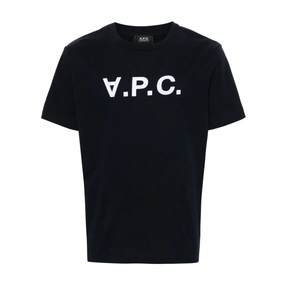 A.p.c. Herr Blå Toppar Xs, Bomull, Midnight Jersey Logo T-Shirt