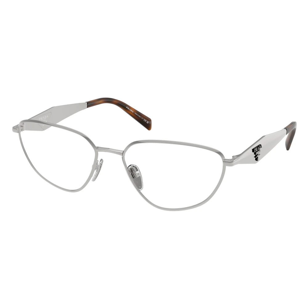 Prada Silver Pr D52v 1Bc1o1 Woman Optical Frames Metal Transparent Geometric Normal - Image 2
