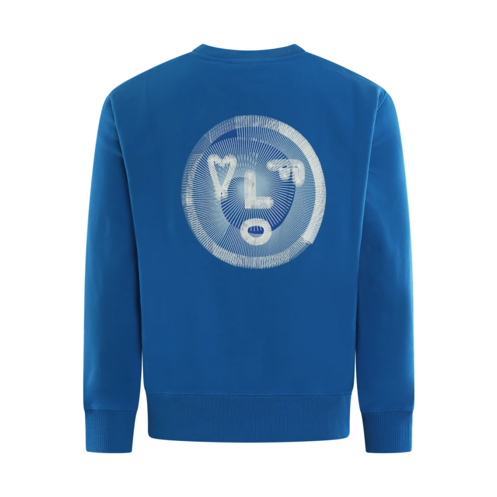 Olaf Hussein Spiral Face Crewneck Sweater Blue Heren