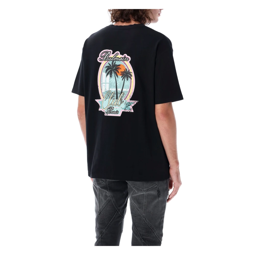 Balmain Palm Print T-Shirt Black Heren