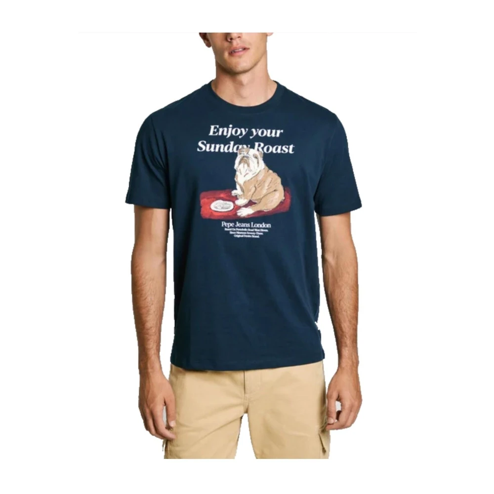 Pepe Jeans Men's Blue Graphic Print T-Shirt - T-Shirts - S - Tops