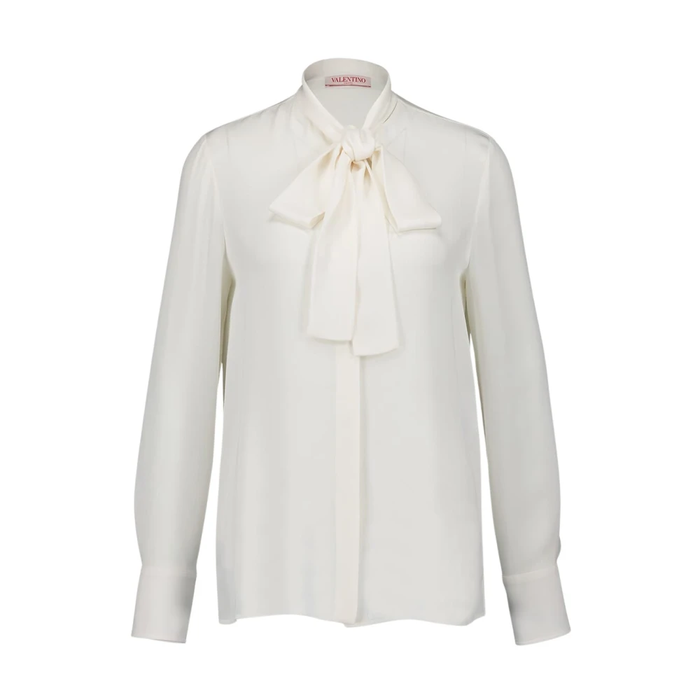 Valentino Garavani White Silk Shirt With Scarf Detail - Female - Shirts - Xl - Blouses & Shirts
