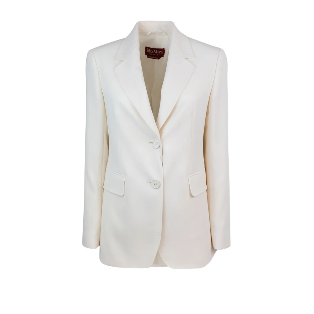 Max Mara Studio Witte Jassen Tessuto Triacetaat Polyester White Dames