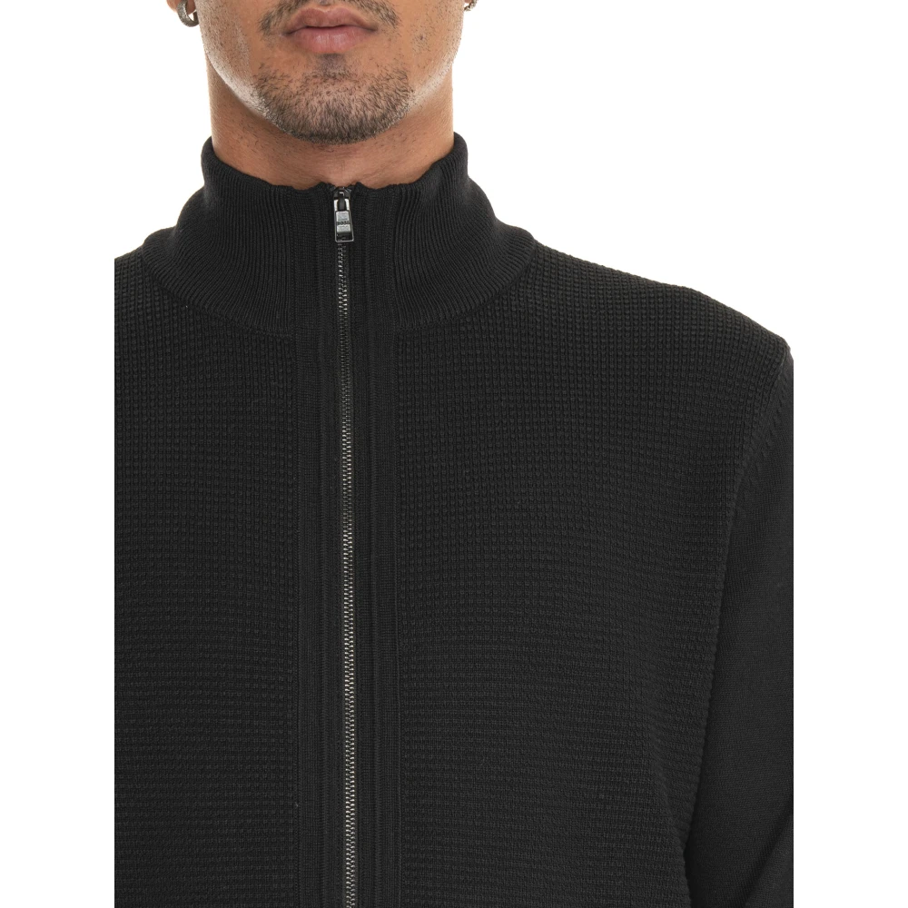 Boss Stijlvolle gebreide cardigan Black Heren