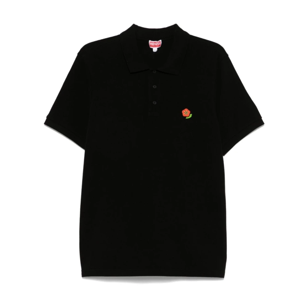 Kenzo Zwarte Polo Shirt Geborduurd Logo Black Heren