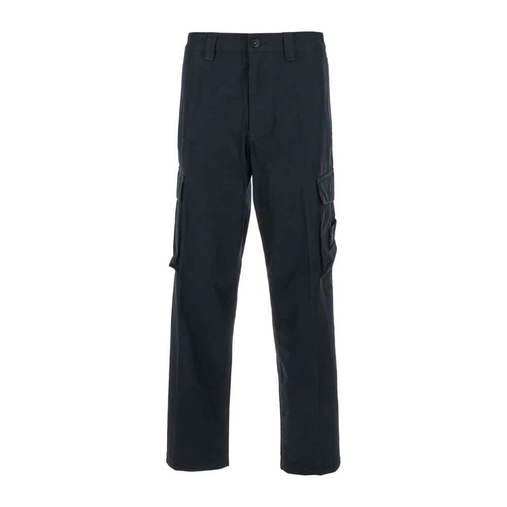 Stone Island Zwarte Katoenen Broek Cotone Fermo Black Heren