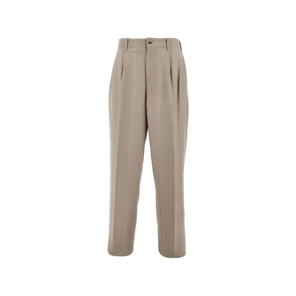 Golden Goose Men's Beige Pinstripe Trousers - Straight Trousers - L - Trousers