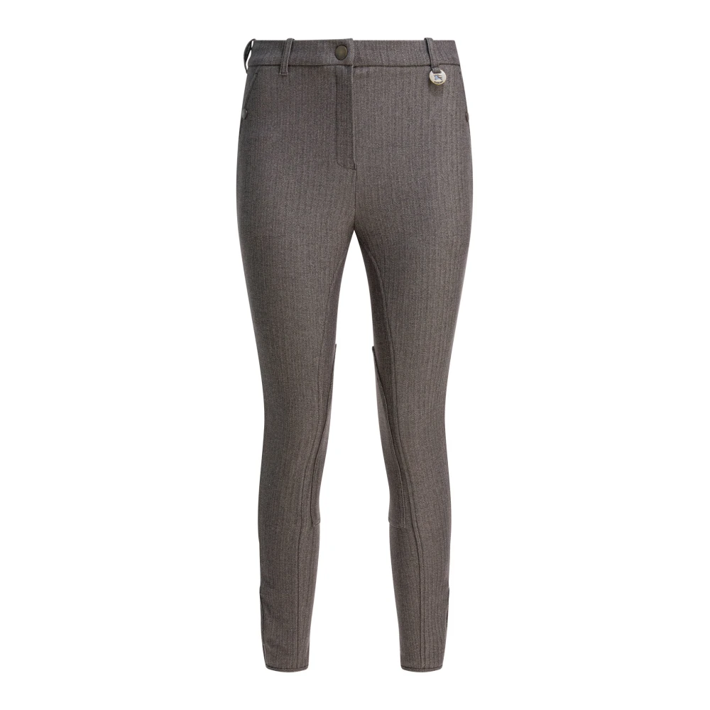 Burberry Women's Brown Herringbone Stretch Cotton Jodhpurs - Skinny Trousers - 2XS - Trousers