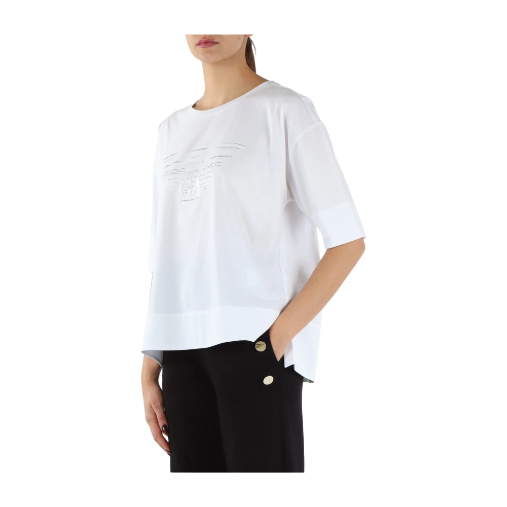 Emporio Armani Oversized T-shirt met geborduurd logo White Dames