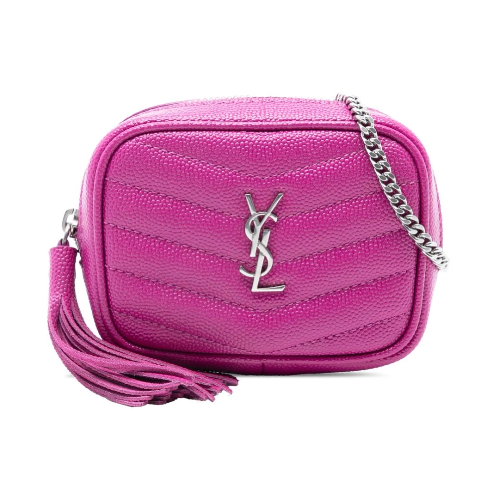 Saint Laurent Vintage Women's Pink Pre-Owned Chain Crossbody Bag