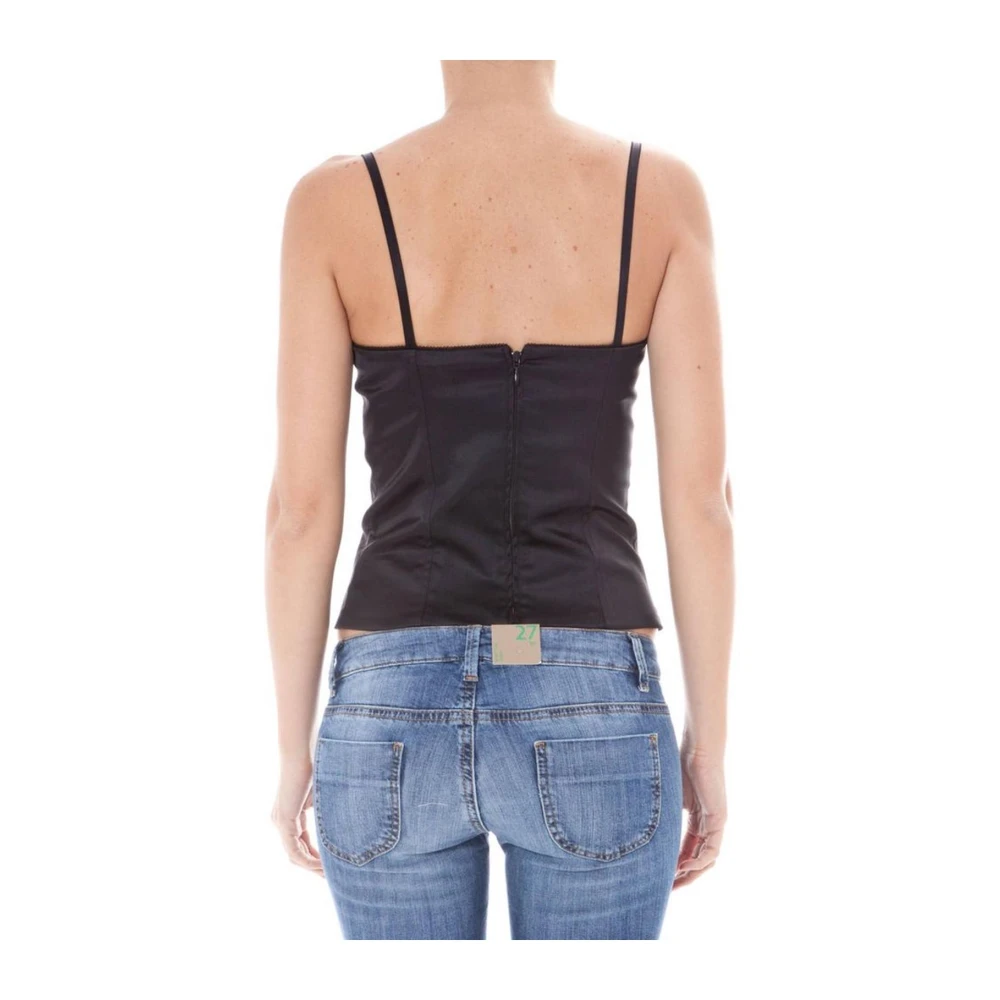 John Galliano Top met verstelbare bandjes en kantinzetten Black Dames