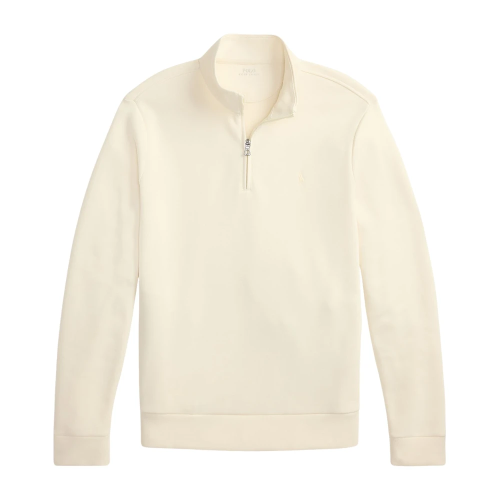 Polo Ralph Lauren Men's Beige Sweatshirts, L, Double-Knit Mockneck Pullover