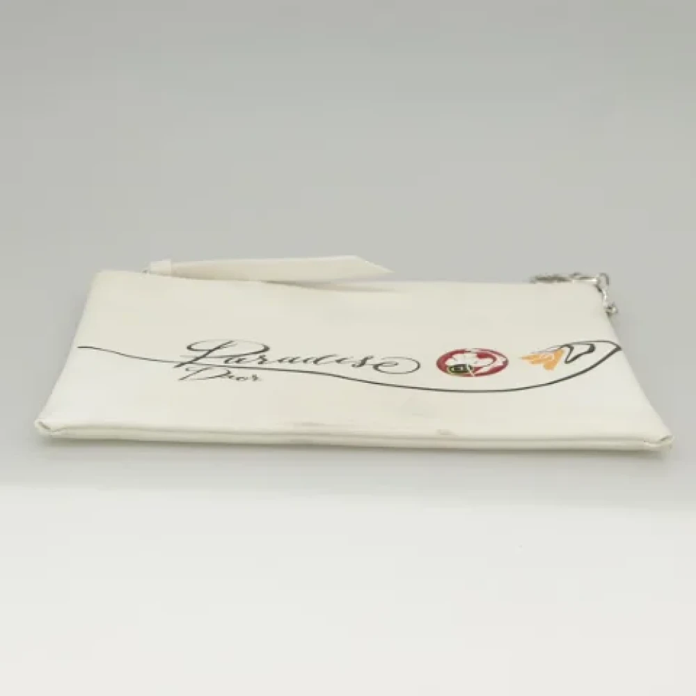 Dior Vintage Pre-owned Leather clutches White Dames