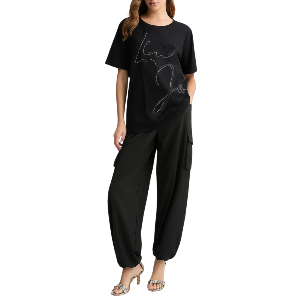 Liu Jo Cargo bamboebroek met elastische enkels Black Dames