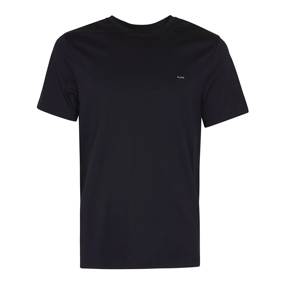 Michael Kors Zwart Katoenen Jersey T-Shirt met Iconisch Geborduurd Logo Blue Heren