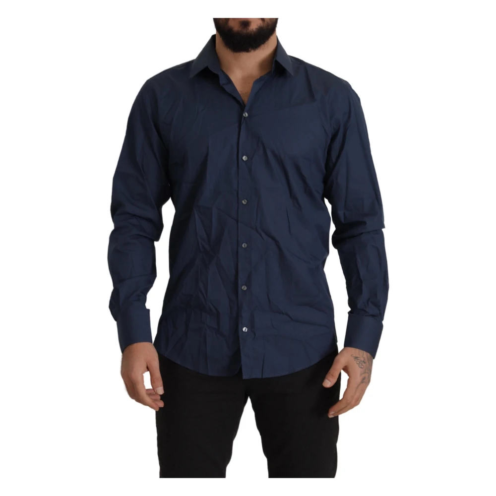 Dolce & Gabbana Blue Cotton MARTINI Slim Fit Dress Shirt - IT39 | S - Image 2