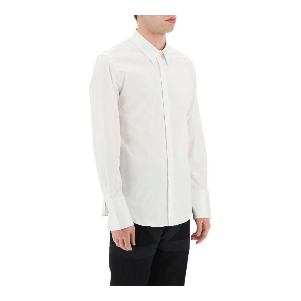 Salvatore Ferragamo Stretch Katoenen Overhemd met Losse Uitlopende Snit White Heren