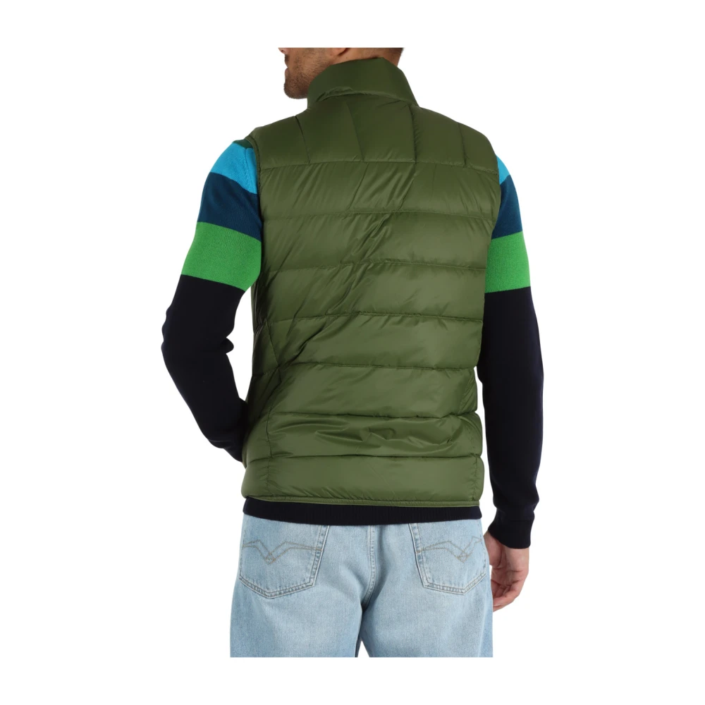 Sun68 Opvouwbare mouwloze gewatteerde bodywarmer met logoprint Green Heren