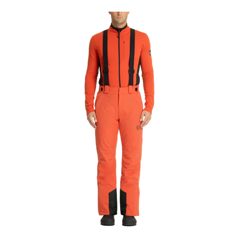 Emporio Armani EA7 Protectum Ski Broek Logo Multipockets Orange Heren