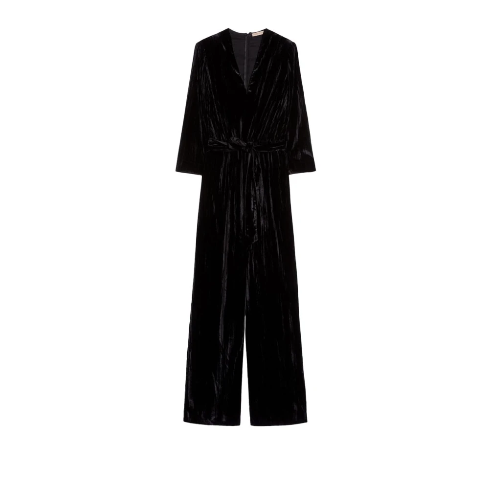 Pennyblack Gekreukeld fluwelen jumpsuit met gestructureerde schouders Black Dames