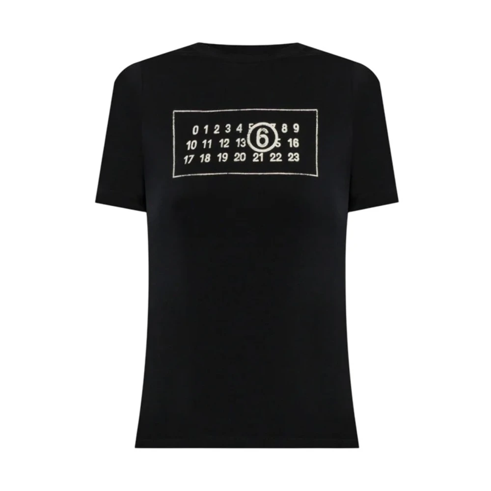 MM6 Maison Margiela Essential White Short Sleeve T-Shirt Black Dames