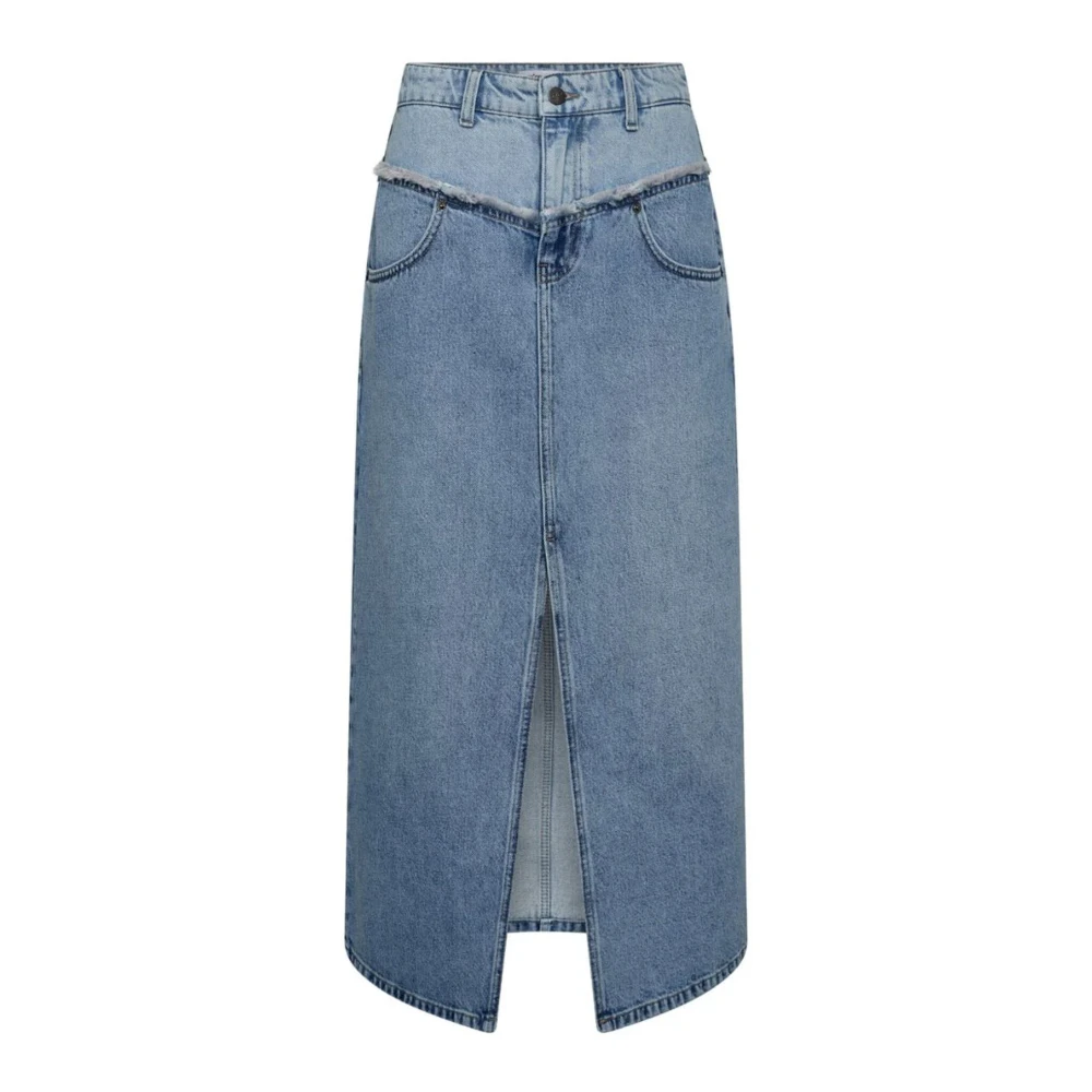 Co'Couture Denimcc Block Split Rok Blauw Blue Dames