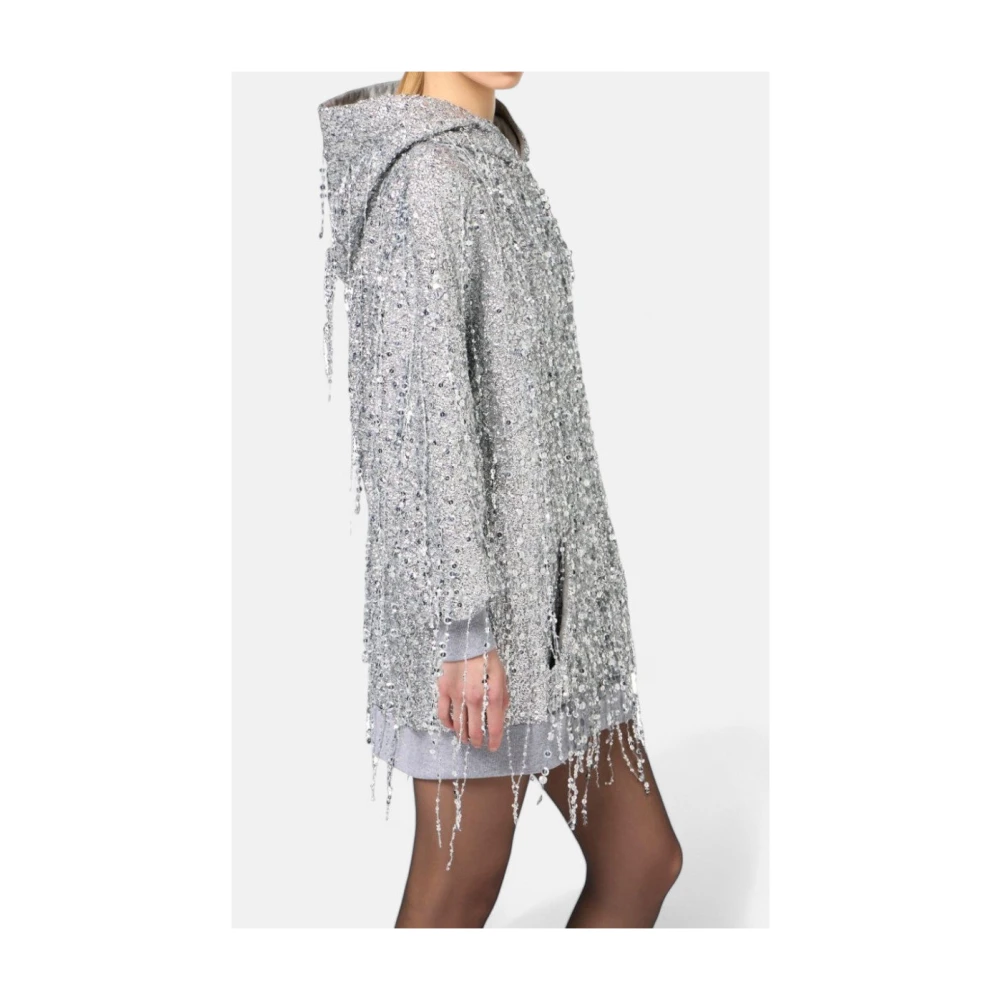 Elisabetta Franchi Geborduurde Mini Jurk met Pailletten Franjes Gray Dames