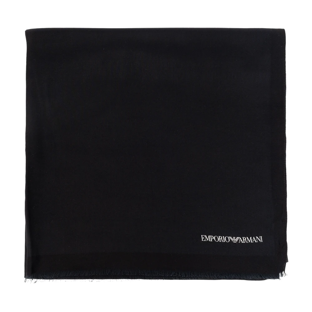 Emporio Armani Svart Scarf With Logo