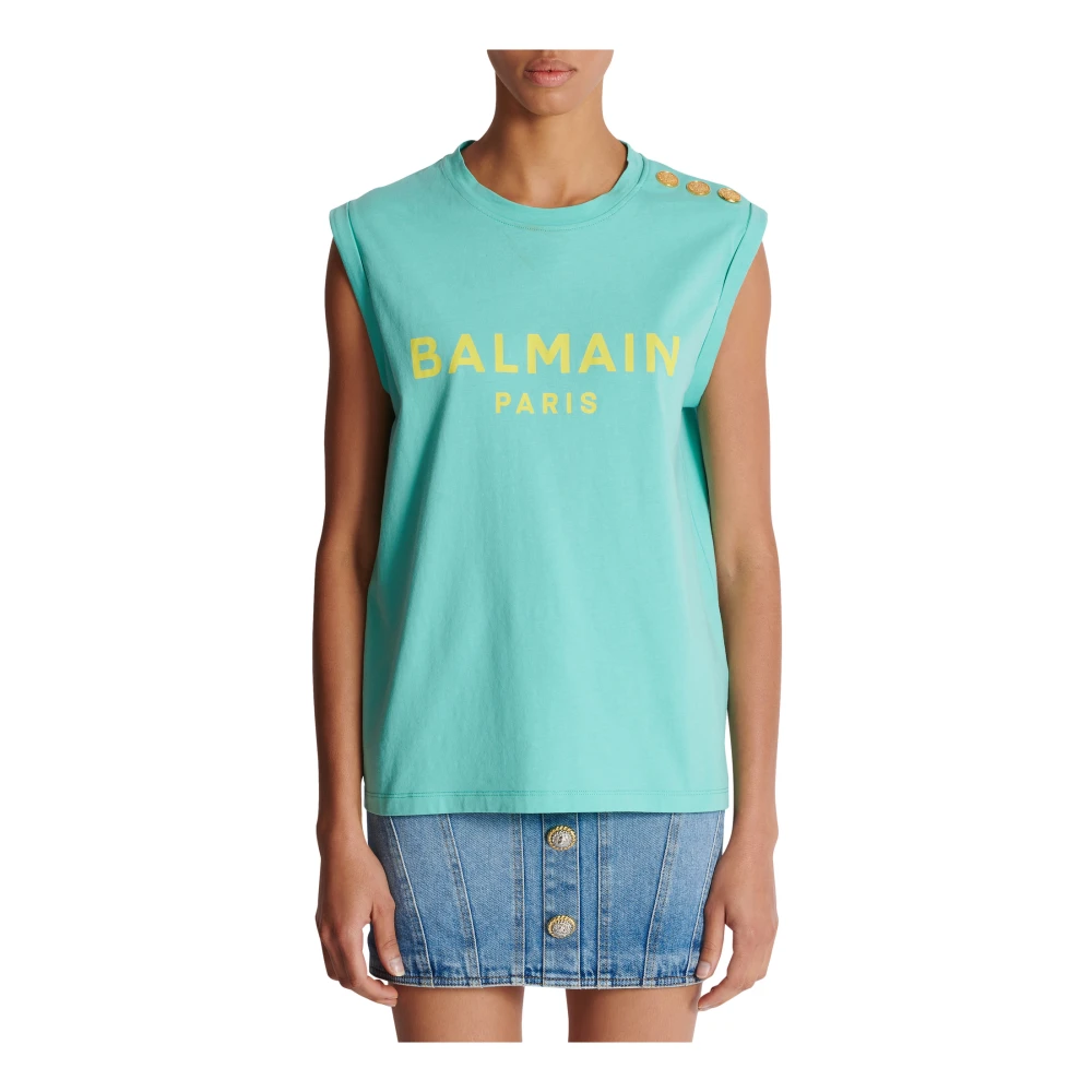 Balmain Paris tank top Blue Dames