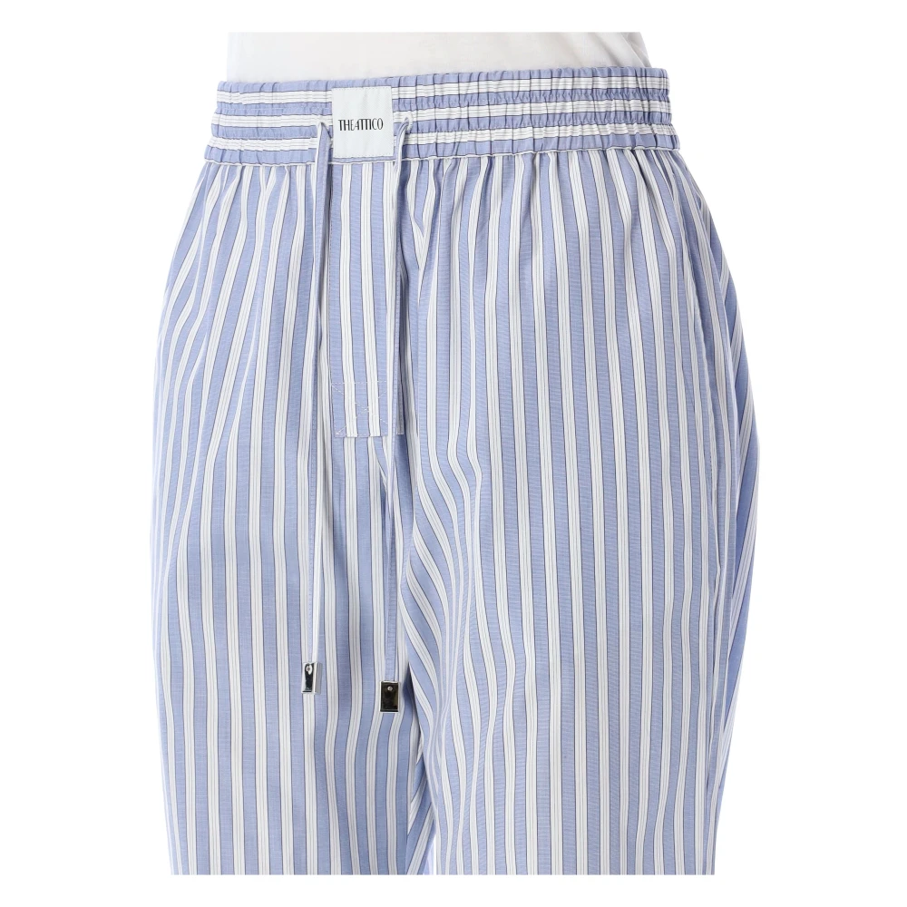 The Attico Gestreepte Lange Popeline Broek Blue Dames