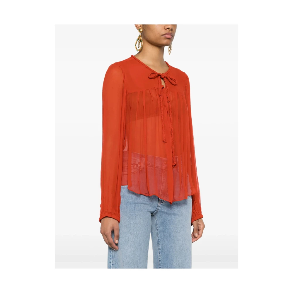 Isabel marant Rode Geplooide Top Met Lange Mouwen Red Dames