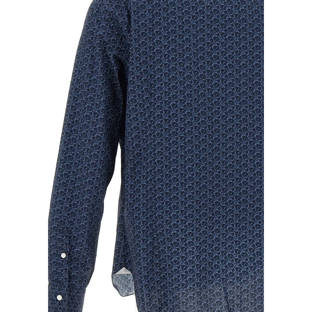 Barba Dandy Life Bloemenpatroon Katoenen Overhemd Blue Heren