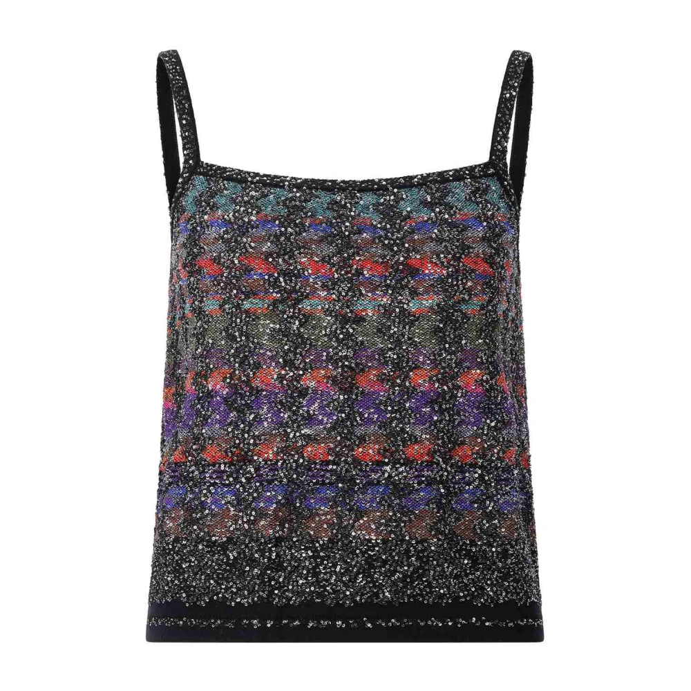 Missoni Women's Multicolor Striped Sequin Top For Stylish Statements - Sleeveless Tops - Xs - Tops
