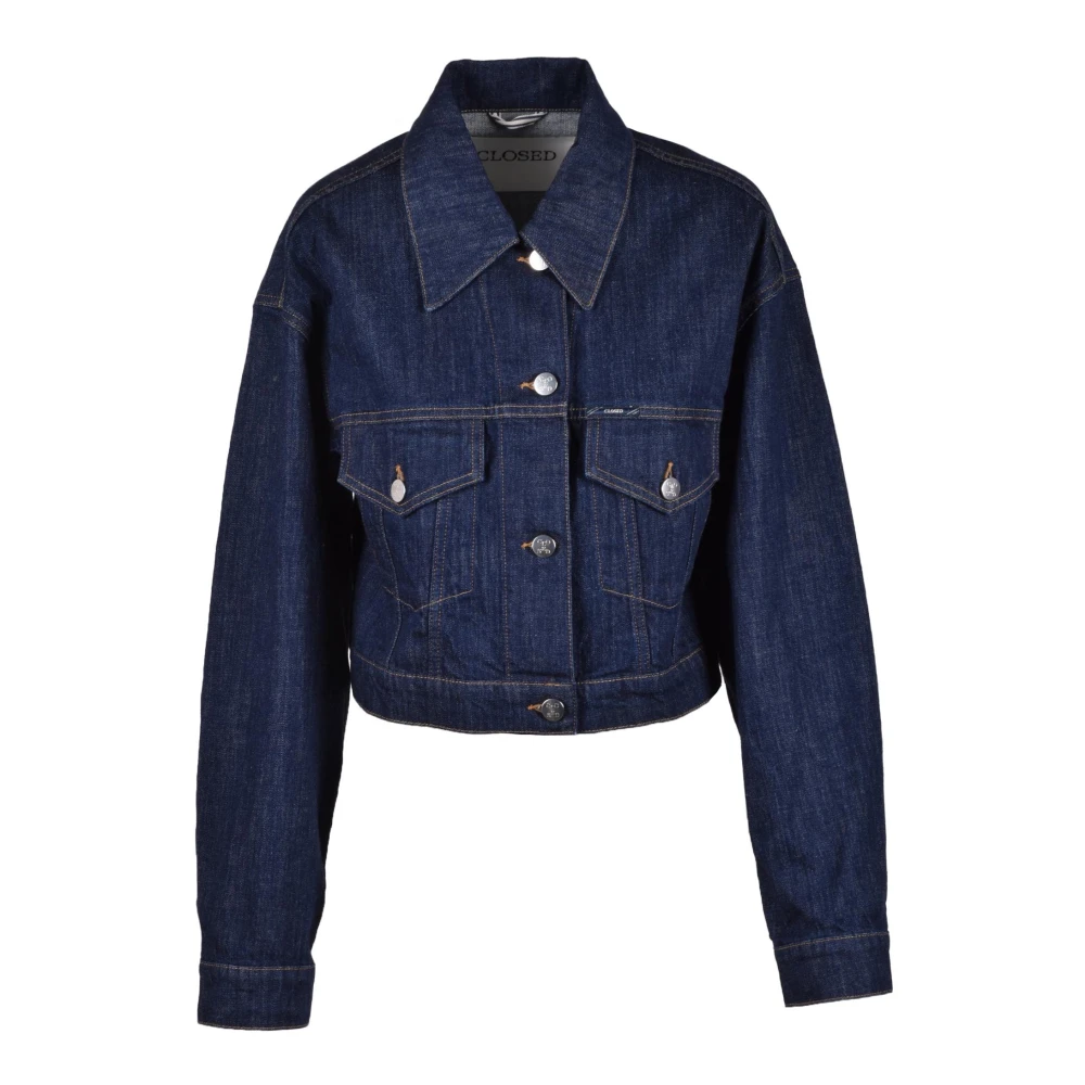 Closed Katoenmix Linnen Jas Blue Dames