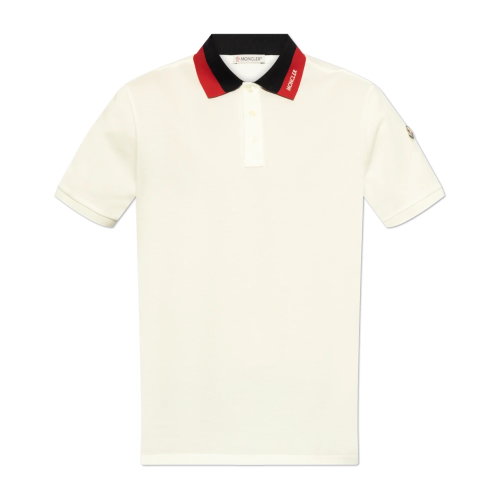 Moncler Katoenen polo met logo White Heren