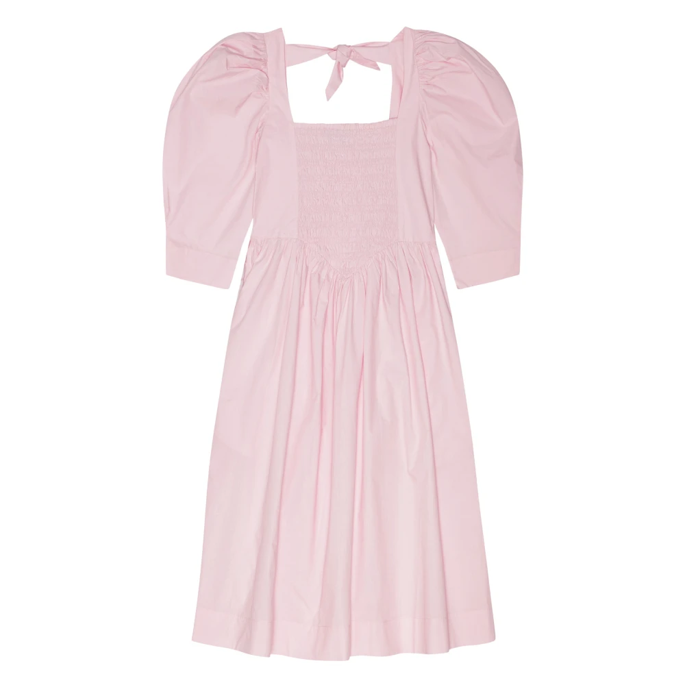 Ganni Roze Jurk met Vierkante Halslijn en Uitsnijding Pink Dames