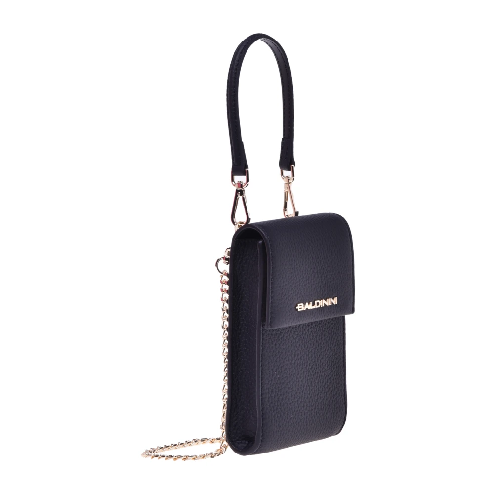 Baldinini Phone holder in black tumbled leather Black Dames