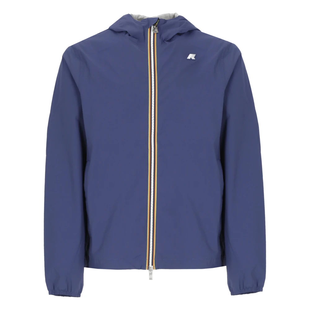 K-Way Men's Blue Light Jackets, M, Waterproof Hooded Jacket
