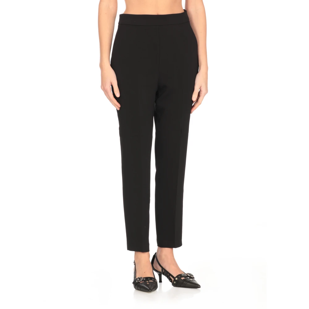 pinko Zwarte Crêpe Broek met Hoge Taille Black Dames