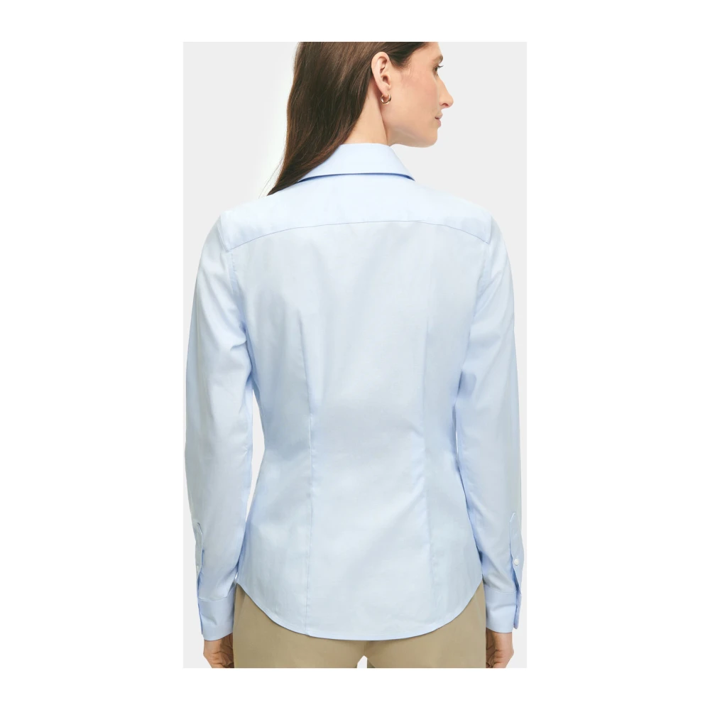 Brooks Brothers Strakke pasvorm Non-Iron Supima Stretch Pinpoint Oxford Shirt Blue Dames